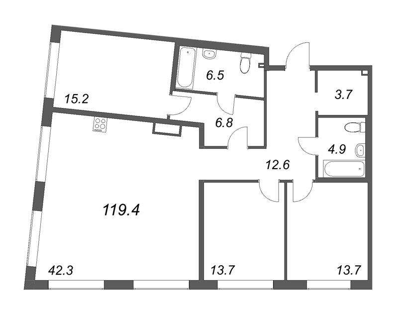 4 ккв (Евро) 119,5 м²