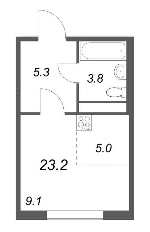 Студия 23,2 м²