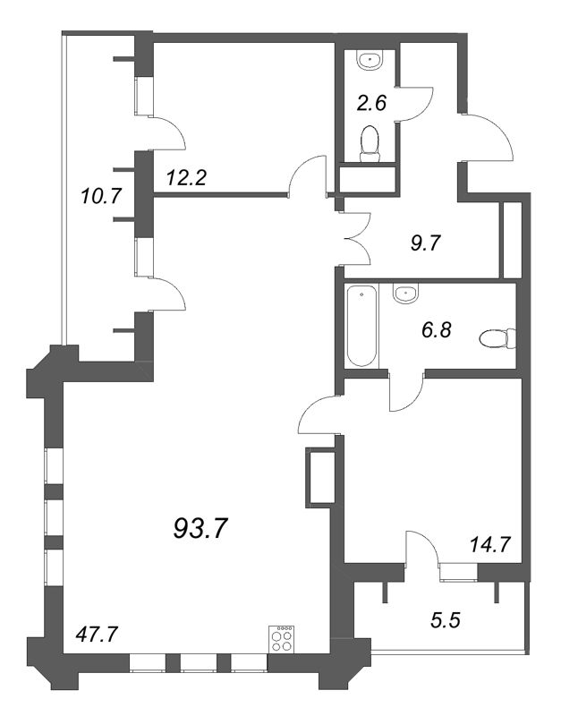 3 ккв (Евро) 93,7 м²