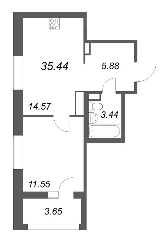 1 ккв 35,4 м²