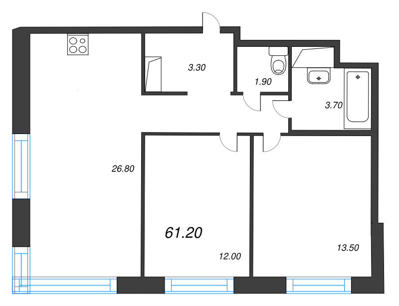 3 ккв (Евро) 61,2 м²