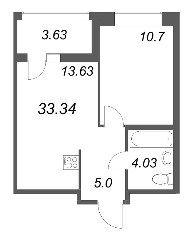 1 ккв 33,3 м²