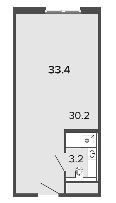 Студия 33,1 м²
