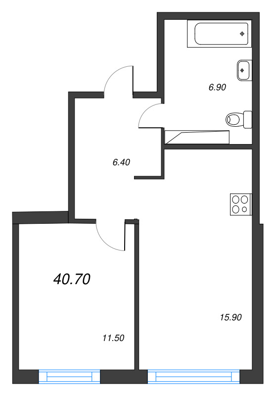 2 ккв (Евро) 40,7 м²