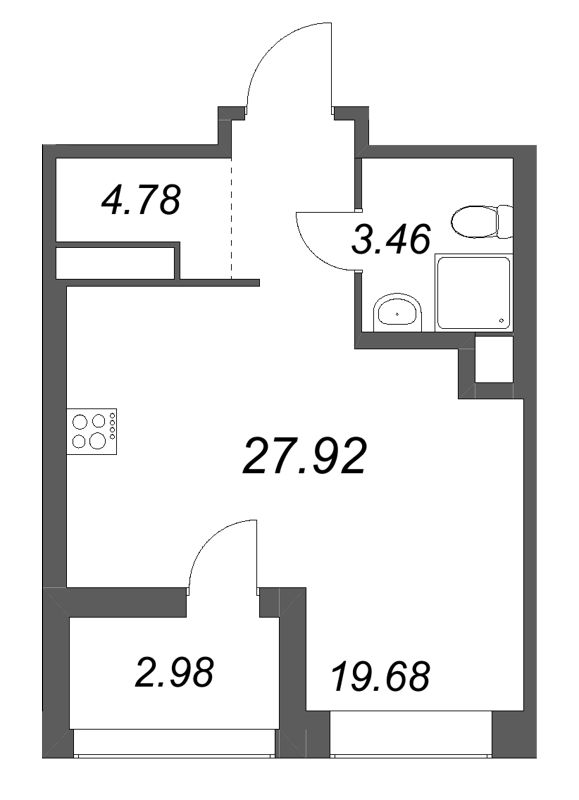Студия 27,9 м²