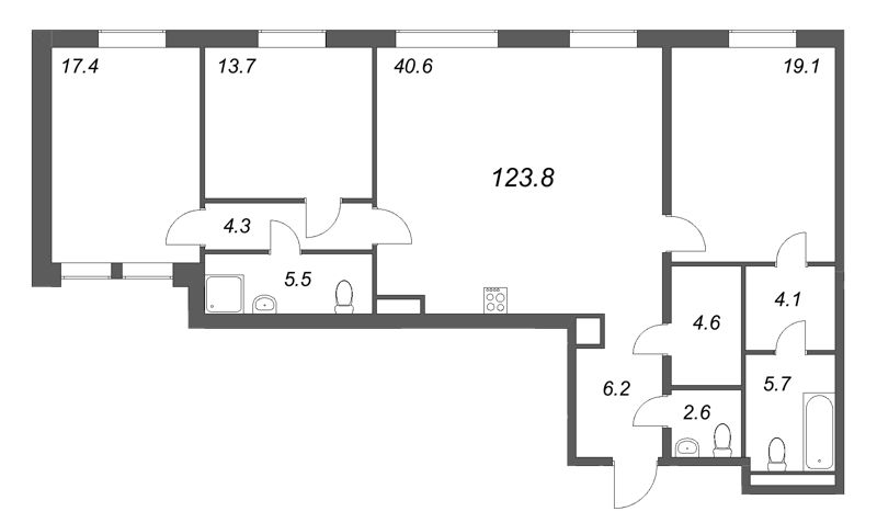 4 ккв (Евро) 123,8 м²
