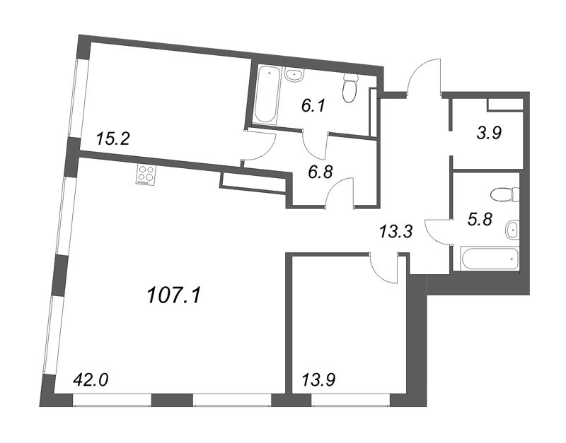 3 ккв (Евро) 107 м²