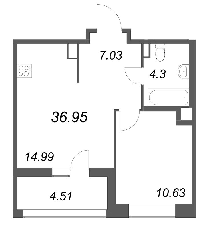 1 ккв 37 м²