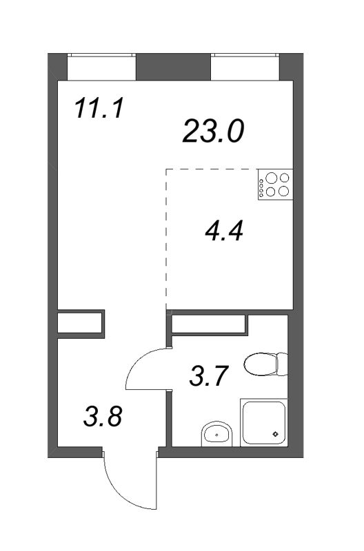 Студия 23 м²