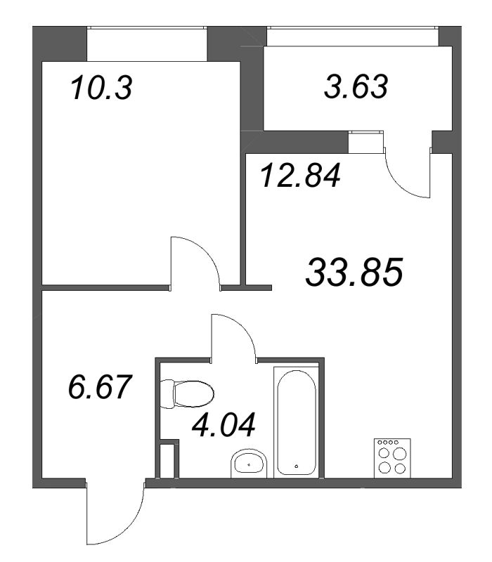 1 ккв 33,9 м²