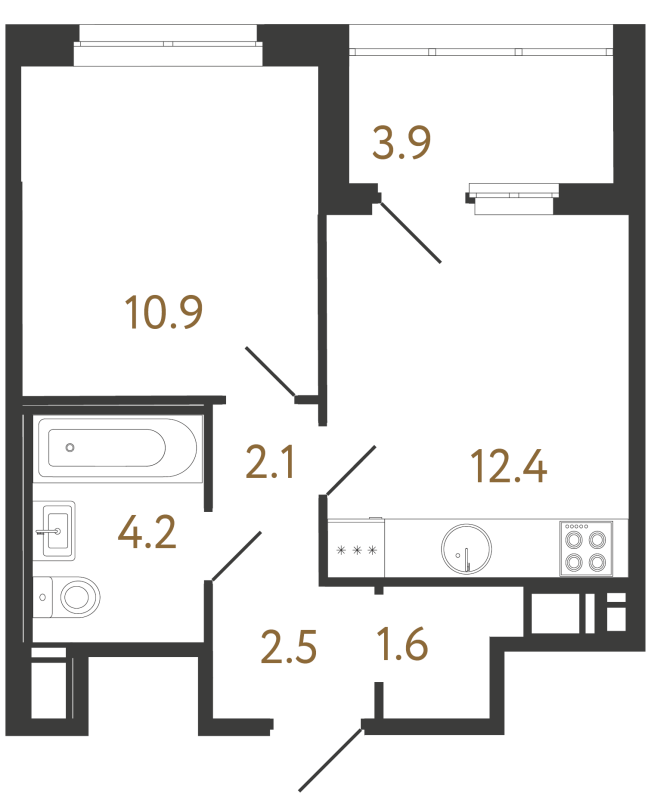 1 ккв 33,6 м²