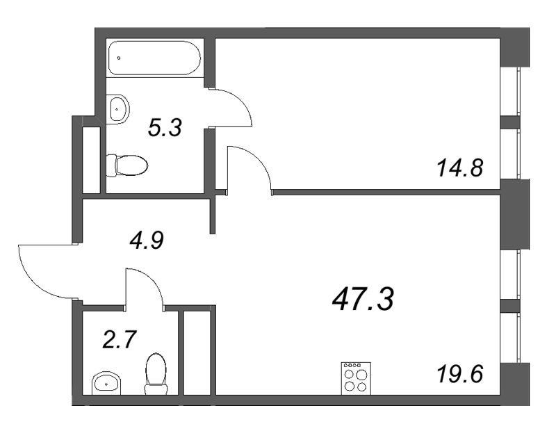2 ккв (Евро) 47,3 м²