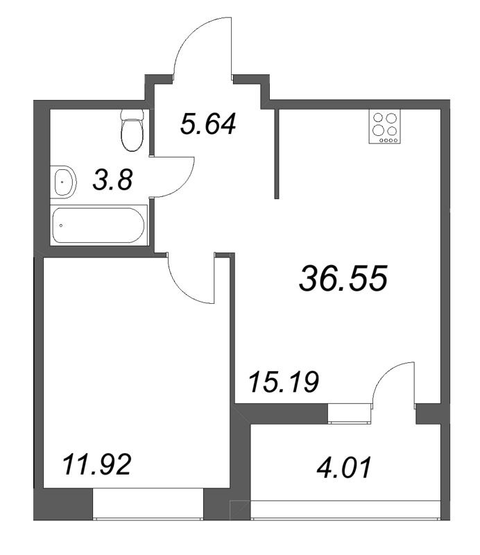 2 ккв (Евро) 36,6 м²