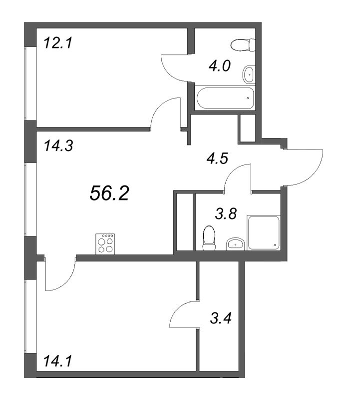 2 ккв 56,2 м²