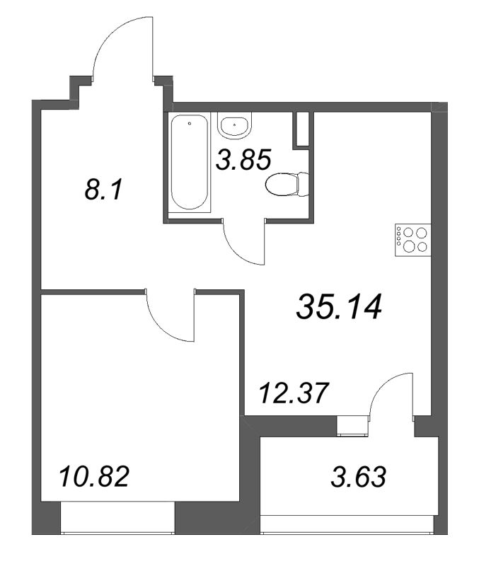 1 ккв 35,1 м²