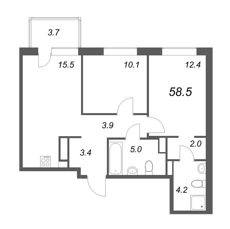 3 ккв (Евро) 58,5 м²