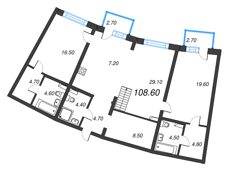 3 ккв (Евро) 108,6 м²