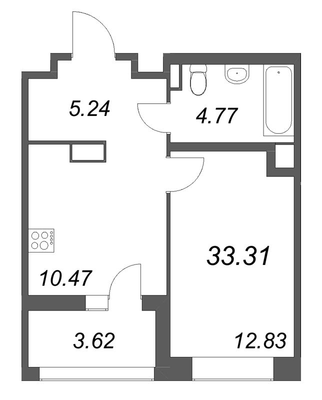 1 ккв 33,3 м²