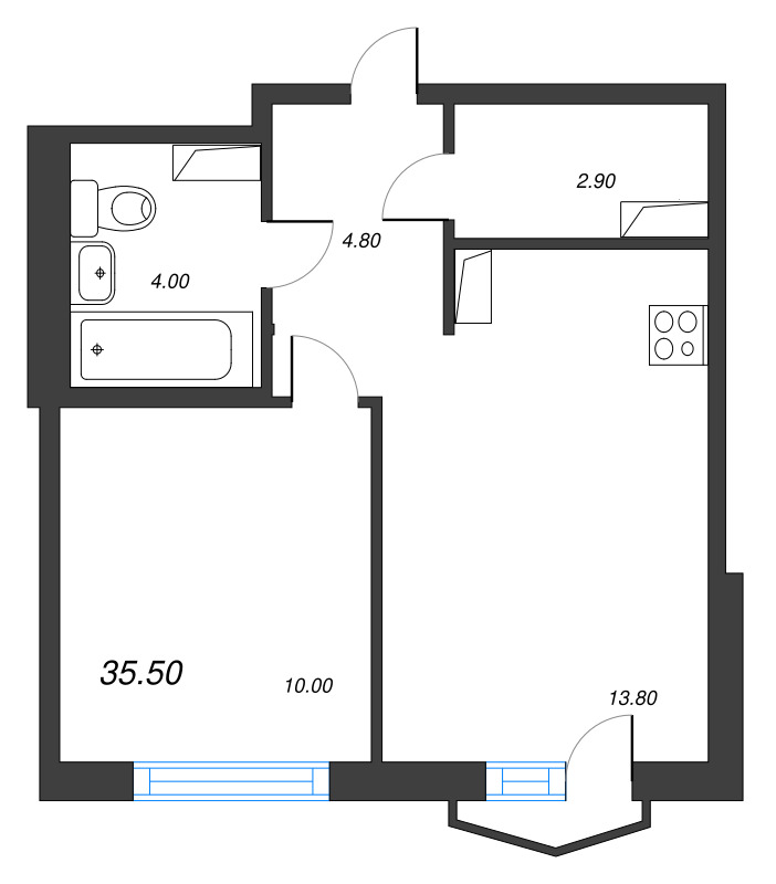 1 ккв 35,5 м²