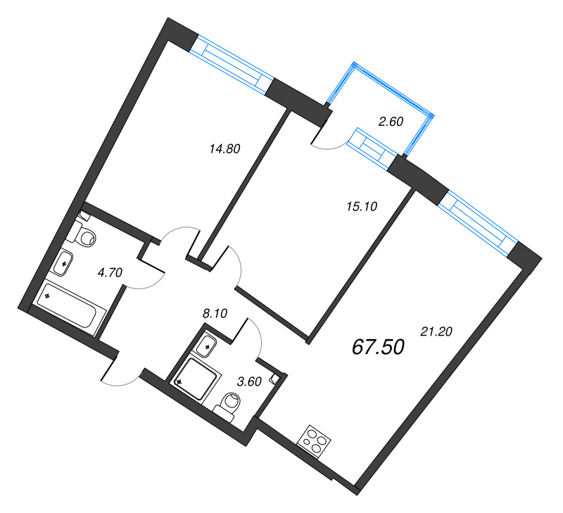 3 ккв (Евро) 67,5 м²