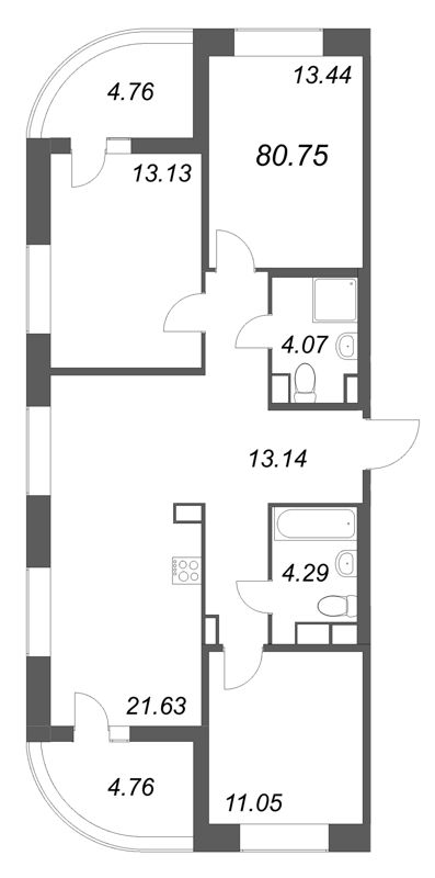 4 ккв (Евро) 80,8 м²
