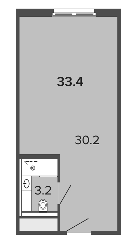 Студия 33,1 м²