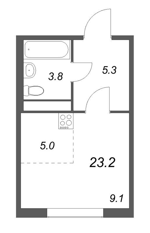 Студия 23,2 м²