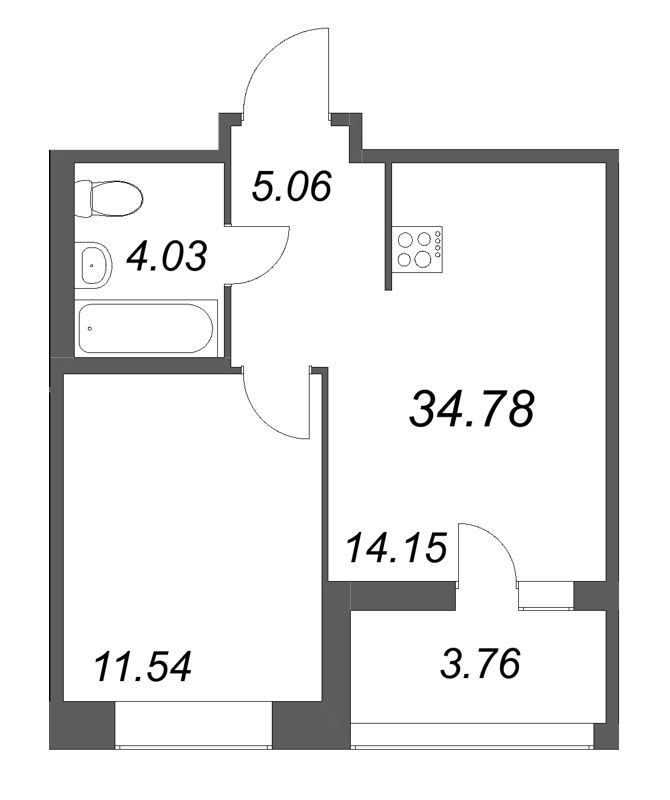 1 ккв 34,8 м²
