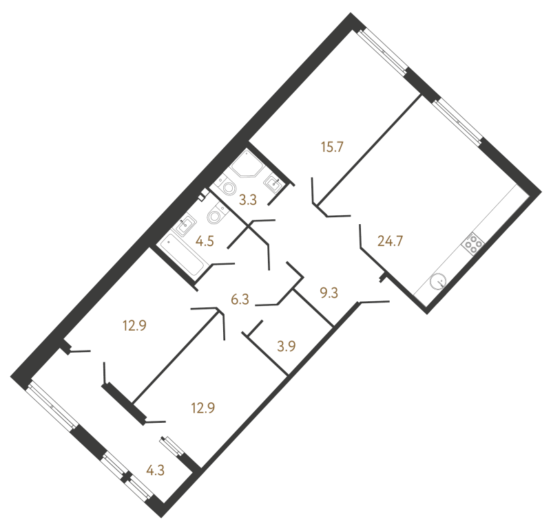 4 ккв (Евро) 93,6 м²