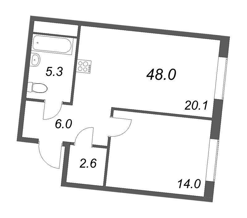 2 ккв (Евро) 48 м²