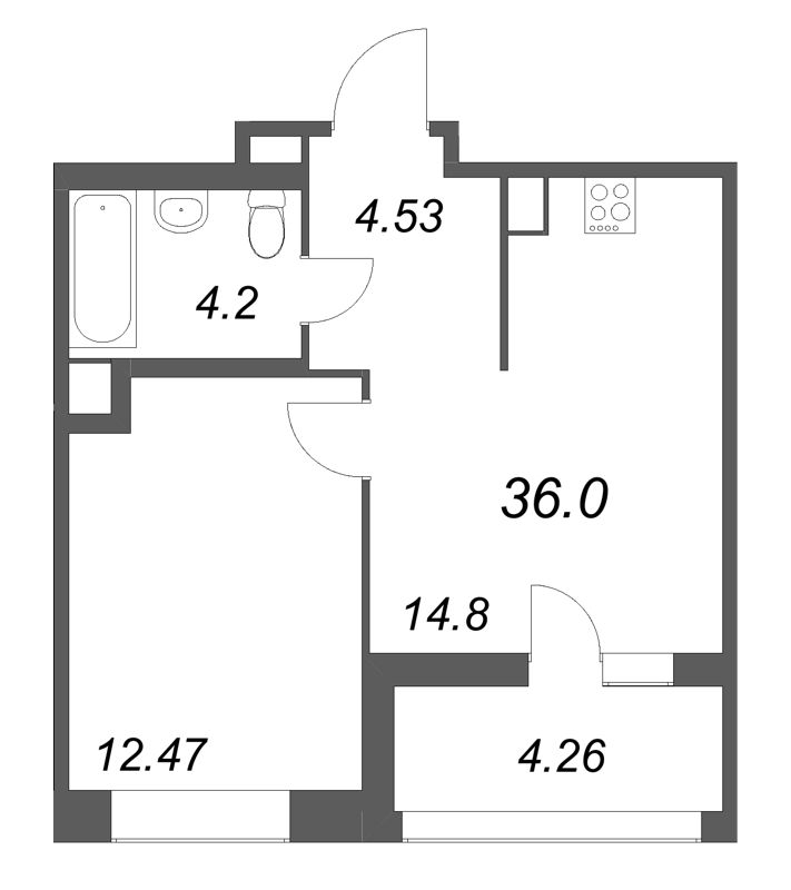 1 ккв 36 м²