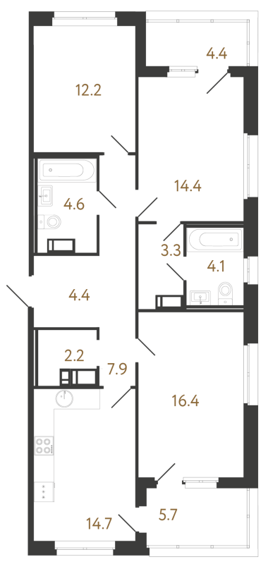 3 ккв 84,2 м²