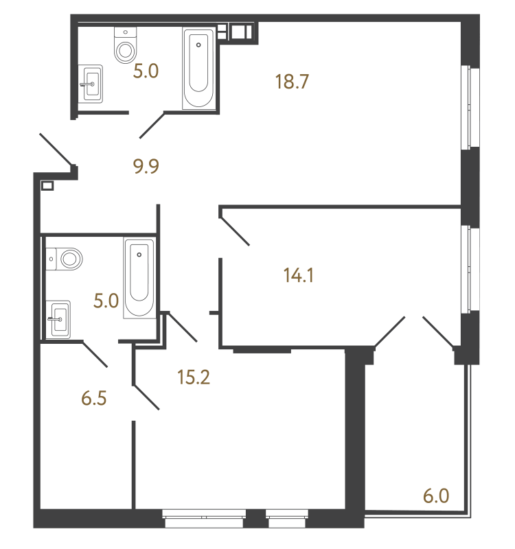 3 ккв (Евро) 74,4 м²