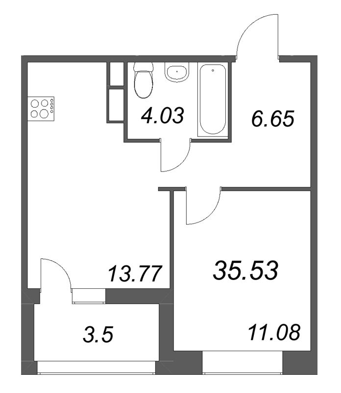 1 ккв 35,5 м²
