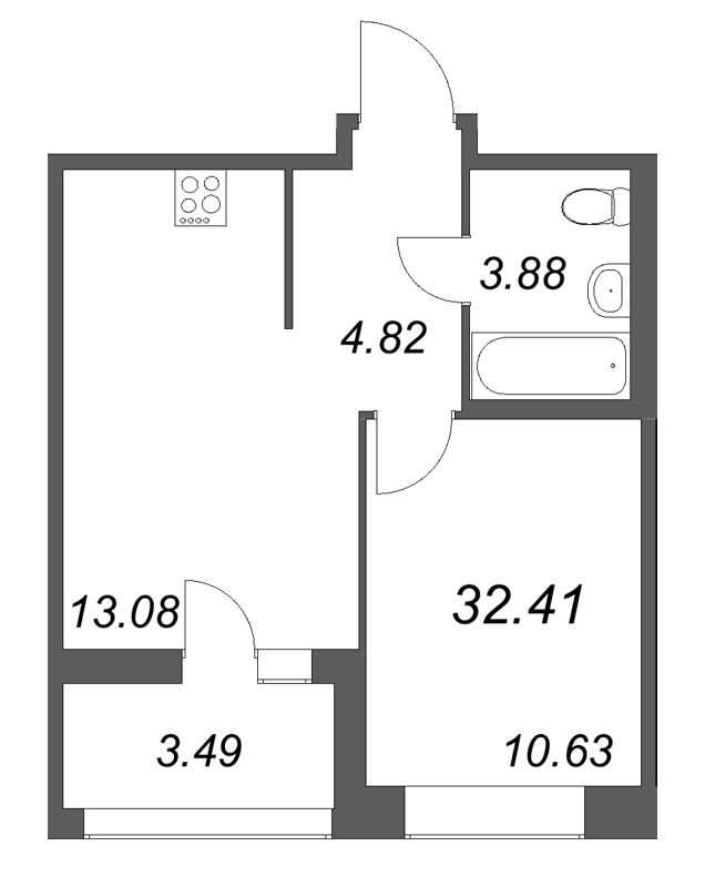 1 ккв 32,4 м²