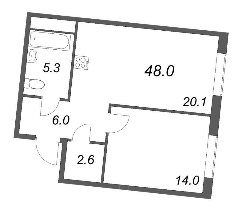 2 ккв (Евро) 48 м²