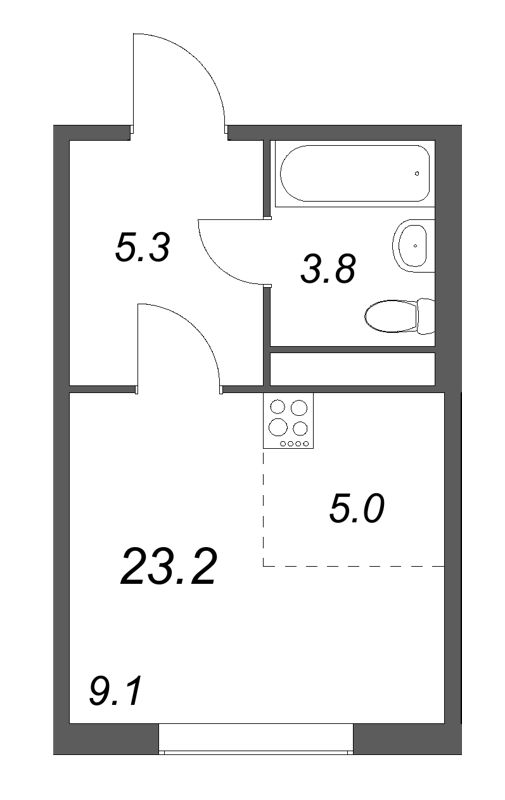 Студия 23,2 м²