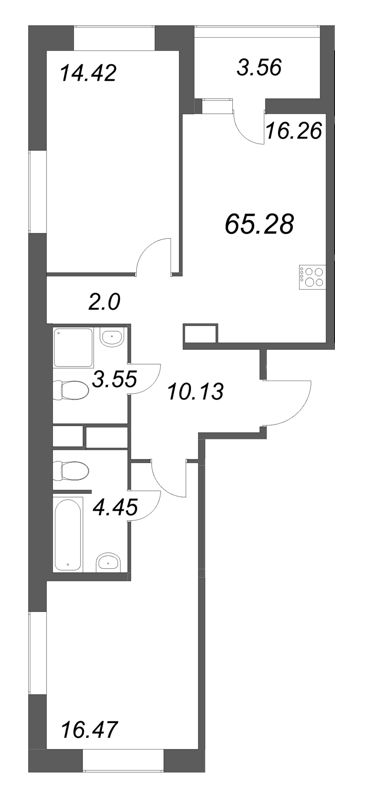 3 ккв (Евро) 65,3 м²