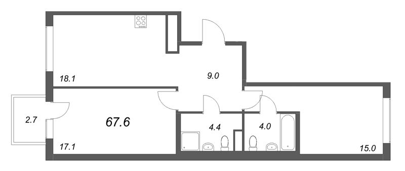 3 ккв (Евро) 67,6 м²