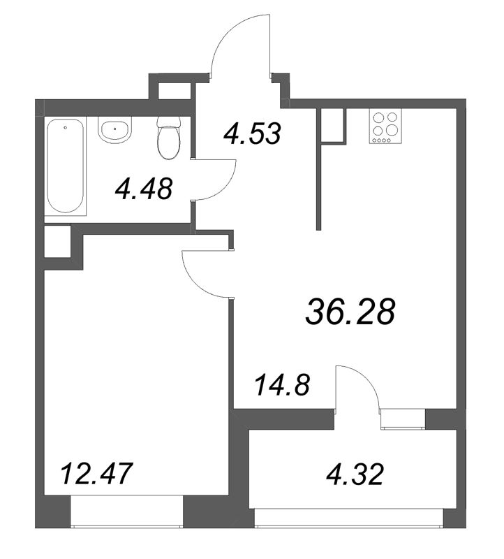 1 ккв 36,3 м²