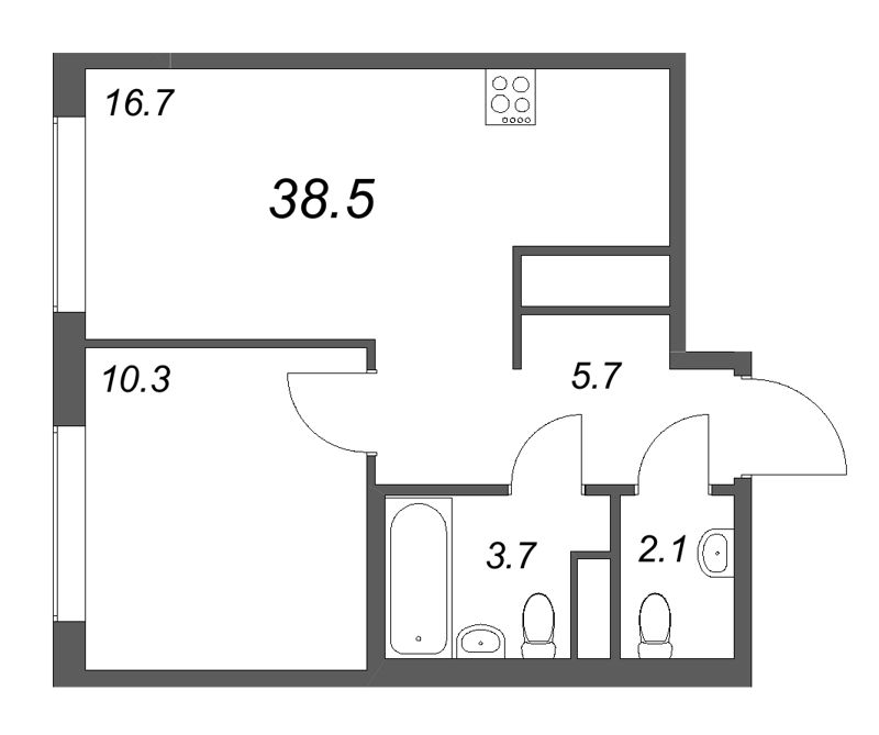 2 ккв (Евро) 38,5 м²
