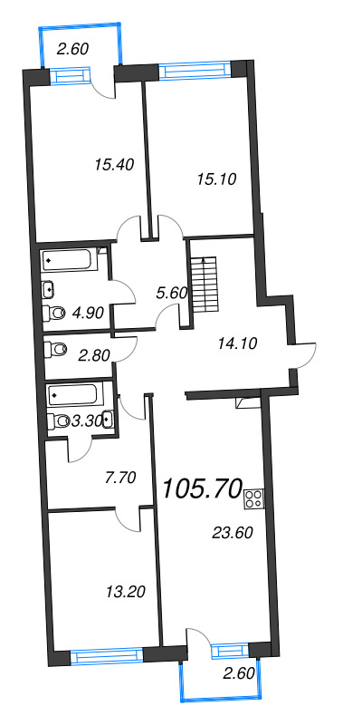 4 ккв (Евро) 105,7 м²
