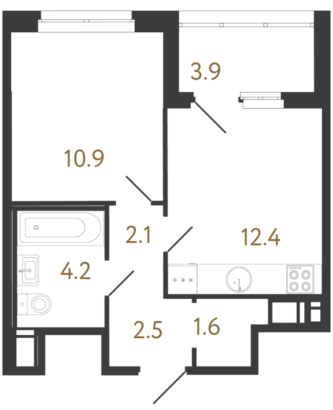 1 ккв 33,6 м²