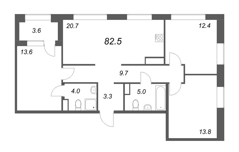 4 ккв (Евро) 82,5 м²