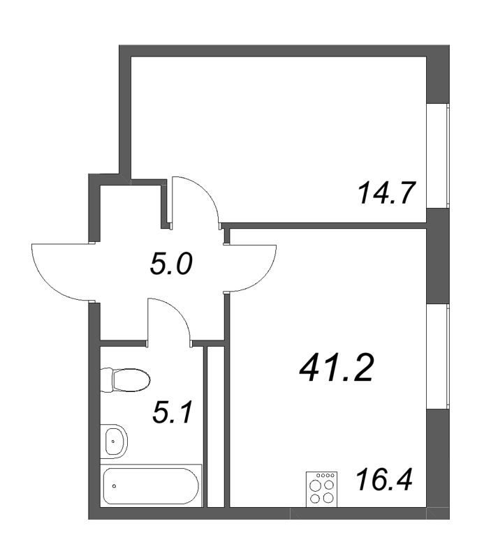 2 ккв (Евро) 41,2 м²