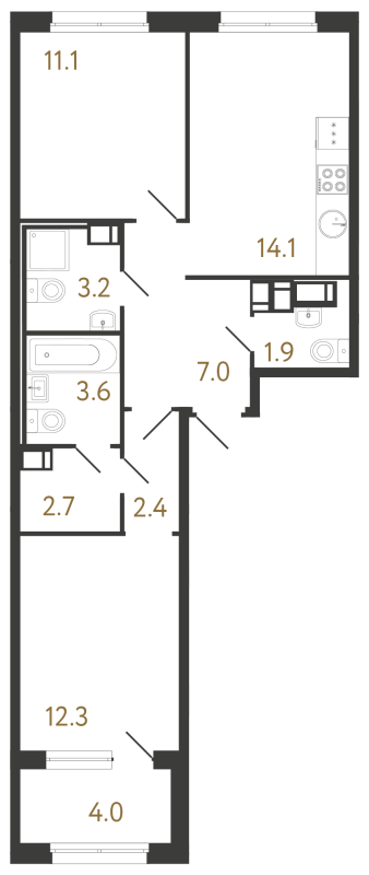 2 ккв 58,3 м²