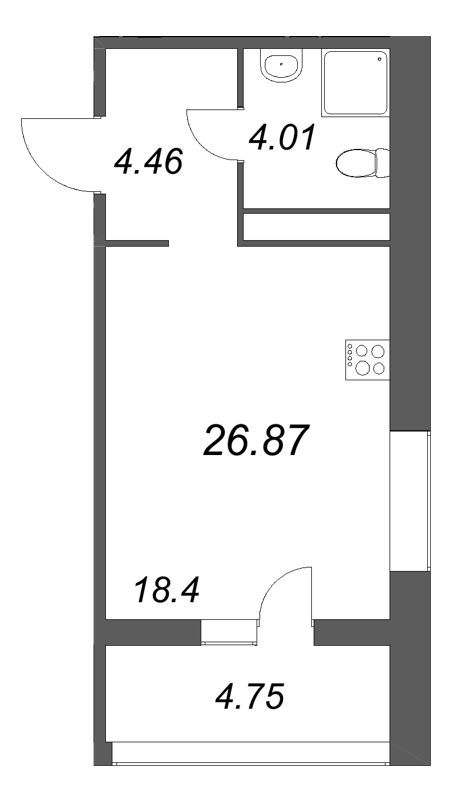 Студия 26,9 м²