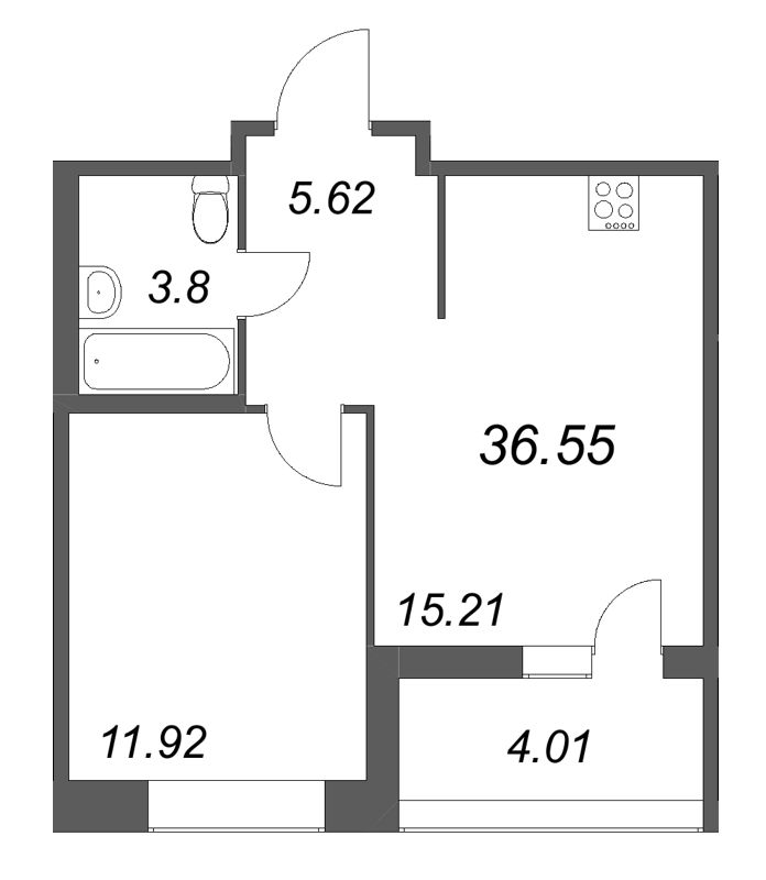 2 ккв (Евро) 36,6 м²