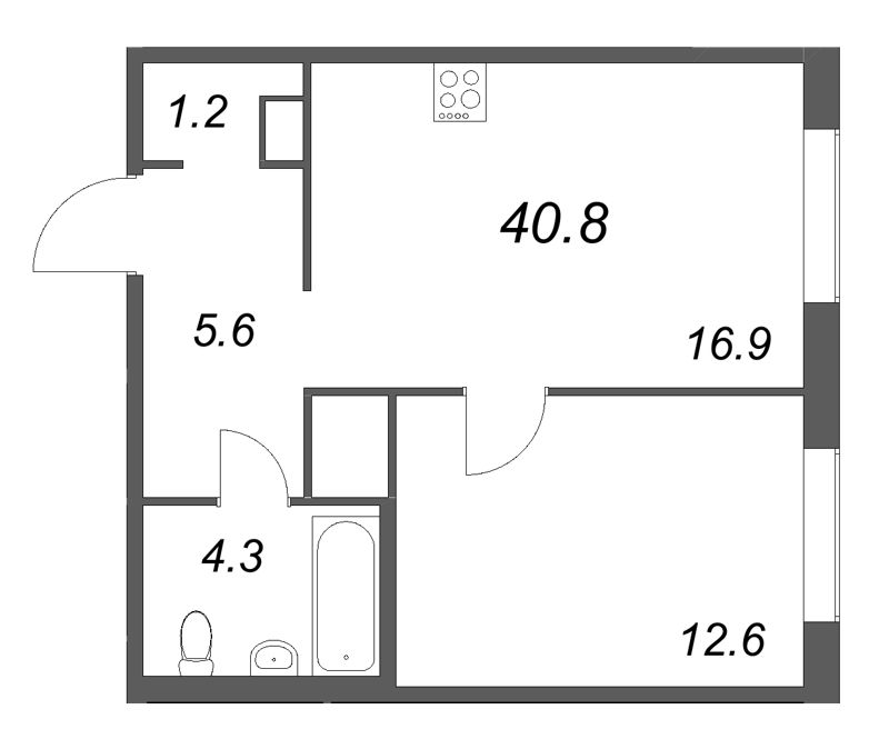2 ккв (Евро) 40,8 м²