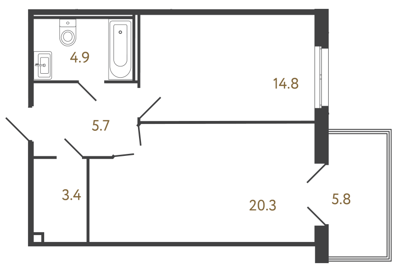 2 ккв (Евро) 49,1 м²